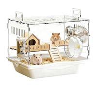 Clear Hamster Cage, Transparent pet habitat enclosure for gerbil, chinchilla, bunny, ferret y dwarf hamster, safe indoor housing habitat for pequeys pet and training
