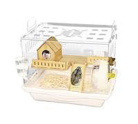 Clear Hamster Cage, transparente Small Pet Home, Breathable Ventilated Design, Spacious Habitat for Gerbils Mice Families, Pet Lovers, 37 x 30 x 28 cm, madera transparente
