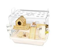Clear Hamster Cage - Ver a través del hábitat, pequeña caja para mascotas | Tamaño estándar aireado cajas de visión con orificios de ventilación, casa transparente acogedora para ratón de hámster
