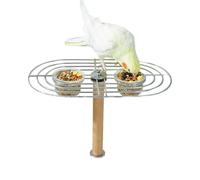 Clear Hangable Bird Bowl - Splash-Proof Bite-Resistant Stainless Steel Parrot Perch Feeding Cup | for Cockatiels Budgies African Greys Macaws Parakeets Conures Sunbirds, for Home Balcony Garden Deck