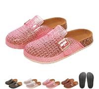 Clear Jelly Mules Clogs for Women,Slip On Mesh Hollow Flat Jelly Shoes with Adjustable Buckle,Closed Toe Non-Slip Sandals