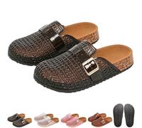 Clear Jelly Mules Clogs for Women,Slip On Mesh Hollow Flat Jelly Shoes with Adjustable Buckle,Closed Toe Non-Slip Sandals