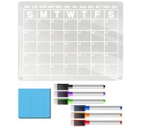 Clear Magnetic Calendar for Fridge - Dry Erase Monthly Planner Whiteboard with 6 Markers | Refrigerator Kitchen Wall Apartment Office School Organization Board Transparent Schedule Planner