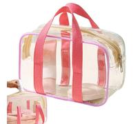 Clear Makeup Bag, Portable Airplane, Cosmetic Pouch, 7.87x3.15x4.33 Inches, Water Resistant Zippered Organizer, Approved Transparent Design, for Airport, Festival, Stadium Use