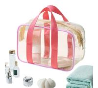 Clear Makeup Bag, Portable Water-Resistant Cosmetic Pouch with Zipper Closure, Travel Toiletry Organizer, Ideal for Airport, School, Gym, Beach, Vacation, and Stadium Use