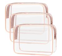 Clear Makeup Bag with Zipper, Packism 3 Pack Beauty Clear Cosmetic Bag TSA Approved Toiletry Bag, Travel Clear Toiletry Bag, Quart Size Bag Carry on