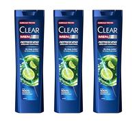 Clear Men Champú Anticaspa para cabello graso Antigrasa hasta un 100 % de protección contra la caspa* 3 x 225 ml