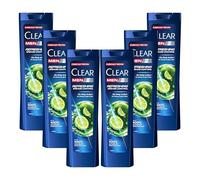 Clear Men Champú anticaspa para cabellos grasos Antigrasa hasta un 100% de protección contra la caspa* 6x 225 ml