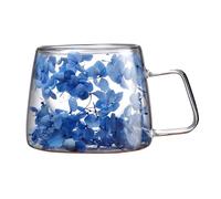 Clear Mug - 3.54 Inches Glass Flower Glass Coffee Mug, Dried Flowers Coffee Mugs, Transparent Tea Cup, Aesthetic Design | 200ml Capacity, Heat Resistant Glasses For Coffees Tea Beverage Serving And Ho