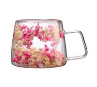 Clear Mug - 3.54 Inches Glass Flower Glass Coffee Mug, Dried Flowers Coffee Mugs, Transparent Tea Cup, Aesthetic Design | 200ml Capacity, Heat Resistant Glasses For Coffees Tea Beverage Serving And Ho