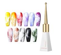 Clear Nail Gel, Marbling Polish, Blooming Liquid, Beauty Supply, 10ml Styling Solution for Women Girls Salon Beginner Enthusiasts Home Daily Travel Manicure Use, Multicolor