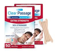 Clear Passage Tiras nasales extra fuertes, bronceado, 100 unidades | Funciona al instante para mejorar el sueño, reducir los ronquidos y aliviar la congestión nasal debido a resfriados y alergias