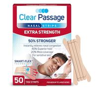 Clear Passage Tiras nasales extra fuertes, bronceado, 50 unidades funcionan al instante para mejorar el sueño, reducir los ronquidos y aliviar la congestión nasal debido a resfriados y alergias