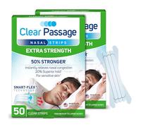 Clear Passage Tiras nasales extra fuertes, transparentes, 100 unidades. Funciona al instante para mejorar el sueño, reducir los ronquidos y aliviar la congestión nasal debido a resfriados y alergias