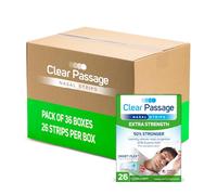 Clear Passage Tiras nasales extra fuertes, transparentes, 26 unidades (paquete de 36) | Funciona al instante para mejorar el sueño, reducir los ronquidos, aliviar la congestión nasal debido a