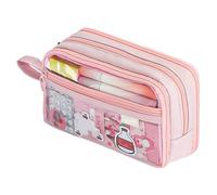 Clear Pencil Pouch, Transparent Zipper Case for School, Office, Travel, Large Capacity Canvas Pencil Bag, Organizer for Pens, Markers, Writing Tools, Family Campus Use, Rosa, riferimento alla