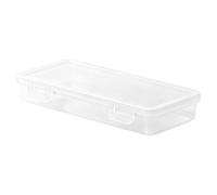 Clear Pencil Storage Box - Large Capacity Marker Case | Push Type Desk Bin