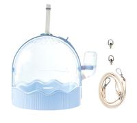 Clear Pet Carrier Travel Cage, Carryable Large Space Birdcage, with Shoulder Strap & Water Bottle for Small Birds/Hamsters, Lightweight Outdoor Carrier(Blue+Strap)