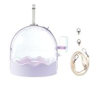 Clear Pet Carrier Travel Cage, Carryable Large Space Birdcage, with Shoulder Strap & Water Bottle for Small Birds/Hamsters, Lightweight Outdoor Carrier(Purple+Strap)