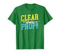 Clear Prop Aviation Airplane Pilot Plane Lovers Camiseta, Hombre, Verde Kelly, L