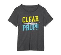 Clear Prop Aviation Airplane Pilot Plane Lovers Camiseta, Mujer Tallas Grandes, Jaspeado Oscuro, 2XL Grande