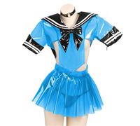 Clear PVC Suit Sailor Outfit,Blue,S