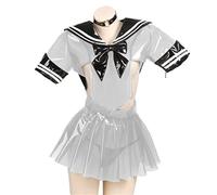 Clear PVC Suit Sailor Outfit,Clear,L