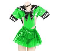 Clear PVC Suit Sailor Outfit,Green,M