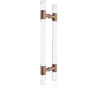 Clear Round Gate Handles Hardware for Exterior Interior Barn Doors, Acrylic Push Bar Double Sided Puller Easy to Install(Rose Gold,180cm/70.8 inch)