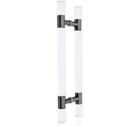 Clear Round Gate Handles Hardware for Exterior Interior Barn Doors, Acrylic Push Bar Double Sided Puller Easy to Install(Black,120cm/47 inch)