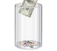 Clear Round Money Box - Banco de ahorro de dinero acrílico transparente, ver Piggy Bank | Instrumento para la herramienta de aprendizaje para la alfabetización infantil para la alfabetización infantil