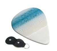 Clear Sea Water White Sand Beach Guitar Plectrum Juego de 6 piezas para guitarra acústica, guitarra eléctrica, bajo, ukelele: fino, mediano y grueso