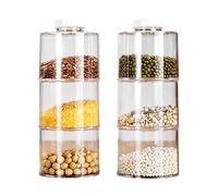 Clear Seasoning Box - 6 Piece Organizer, Stackable Jars with Portable Design, Kitchen Storage with Durable Build, Condiment Pots, Holder for Countertop Cabinet Pantry
