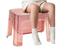 Clear Shower Stool Bench - Bathroom Seat for Storage Compartment | Transparent Acrylic Design with Sturdy Support, Multi Purpose Shower or Vanity Stool for Home Bathroom Kitchen Bedside Corner