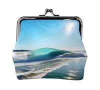 Clear Sky Wave Beach - Cartera de piel sintética de microfibra con cierre de beso para organizar el cambio de llaves del lápiz labial