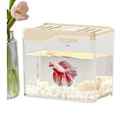 Clear Small Fish Tank - PP+PC 4.7 Inch Desktop Bowl | Top Ventilation Hole Design, Compact FiIsh Tank For Family Friends Colleagues, Room Decor Aquarium, Tabletop Mini Fish Bowl with Light