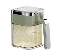 Clear Storage Jars - Decorative Pots, 11.4x7.8x11cm Containers for Kitchen, Airtight Seasoning Glass with Silicone Sealing Ring, Seasoning Containers, Glass Jar for Salt & Pepper Storage