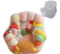 Clear Stuffed Animal Storage Chair, Large Capacity Sofa Toy Storage Chair with Zipper, Waterproof Soft Cuddly Toy Storages Chairs for Bedroom Organizer