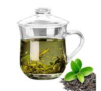 Clear Tea Cups, Transparente Milk Mug, Glass Cup With Lid, Heat-Resistant Drinking Flask, (1 pieza, 325, 360 Ml), Perfect For Loose-Leaf And Brew