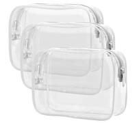 Clear Toiletry Bag, 3 Pack TSA Approved Toiletry Bag Quart Size Bag, Travel Makeup Cosmetic Bag for Women Men, Carry on Airport Airline Compliant Bag,