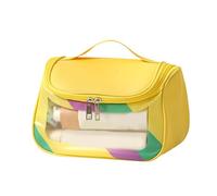 Clear Toiletry Bags, impermeable Travel Cosmetic Bag, 8,66 x 5,51 x 6,3 pulgadas transparente Makeup organizador de equipaje, llano Travel Pouch, TSA Approved Toiletry Luggage for Traveling, amarillo,