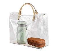 Clear Tote Bag for School - Stadium Purse, Waterproof Transparent PVC Tote Bag | See Through Bag for Working, PVC Tote Bag, Clear Lunch Bag for Travel and Beach, D, Fare riferimento alla descrizione
