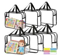 Clear Toy Storage Bags - 6-Piece Building Blocks Organizer, Zippered PVC Storage Pouches | Multi-Functional Puzzle, Book & Toy Organizer for Parents, Preschool, Kindergarten, Home, Playroom, Travel