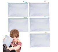 Clear Zipper Pouches - A4 Storage Bag Organizer Pouches, 5 Pieces Waterproof Pencil Cases for Classroom School Office, Perfect for Board Games Cosmetics and Travel Essentials 13 Inches