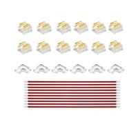 Clearchill 8mm 2pin 30 kit de conector de ángulo de barra LED cob encapsulado, 14 conectores transparentes, 6 conectores de ángulo l, 10 cables AWG rojos y negros 22, para tiras LED 5v 12v 24v