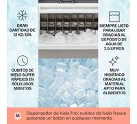 Clearcube Máquina de cubitos de hielo Hielo transparente 13kg/24h Acero inoxidable Negra Klarstein
