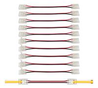 Clearhill 10mm 2Pin 10Packs COB LED Strip Connectors,Doble extremo tira a alambre sin soldadura con conector de alambre de 10 cm,for 10mm Single Color COB LED tiras