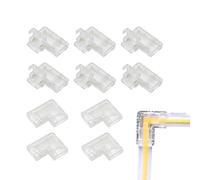 Clearhill 10mm 2Pin 20Packs LED Light Strip Connectors,Conectores de tira a tira,Adaptador rápido sin soldadura para tiras de LED de un solo color 5V/12V/24V (L-Strip to Strip 10PCS)