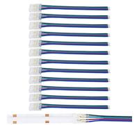 Clearhill 10mm 4Pin 10Pcs COB LED Strip Connectors,Solderless Strip to Wire Connectors + 10cm Cable-Gapless Connection for Double Color 5V/12V/24V LED Strips,No Soldering Required