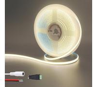 Clearhill 12V 5mm ancho COB luces de tira led (sin fuente de alimentación), 16.4FT / 5M, blanco natural 4000K, 400LEDs / m, con conector femenino 5521DC, 10W / m, CRI90, 5000lm, IP20